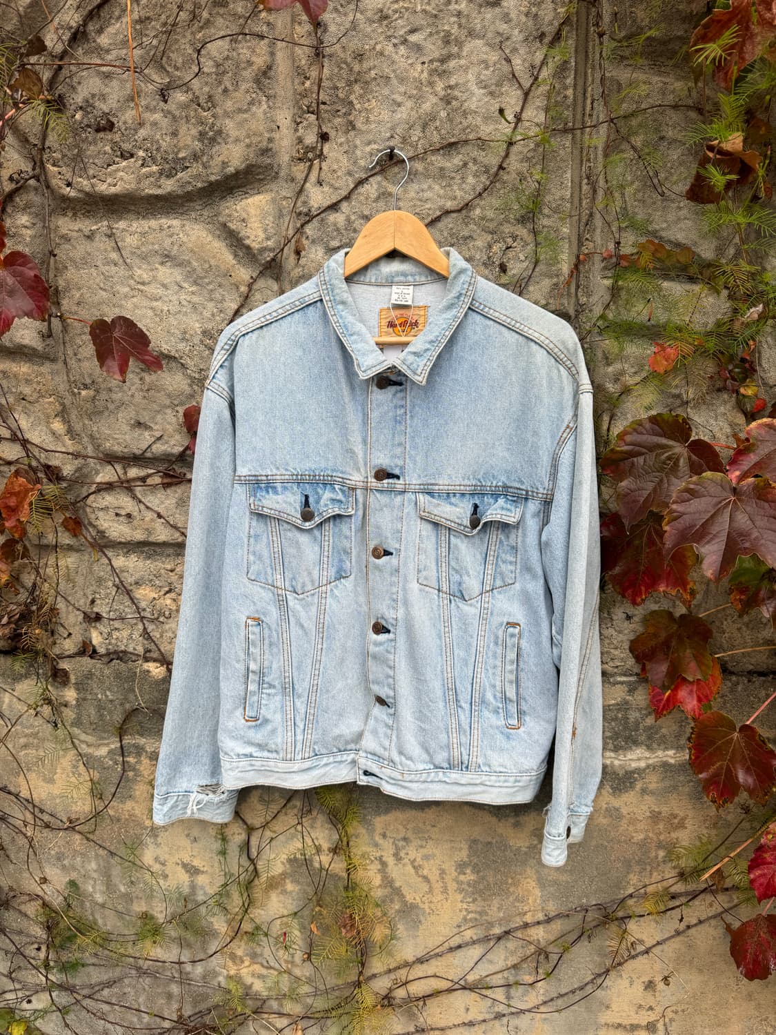 90s 하드락카페 보스턴 3세대 연청 데님 트러커 자켓 L 상품이미지2