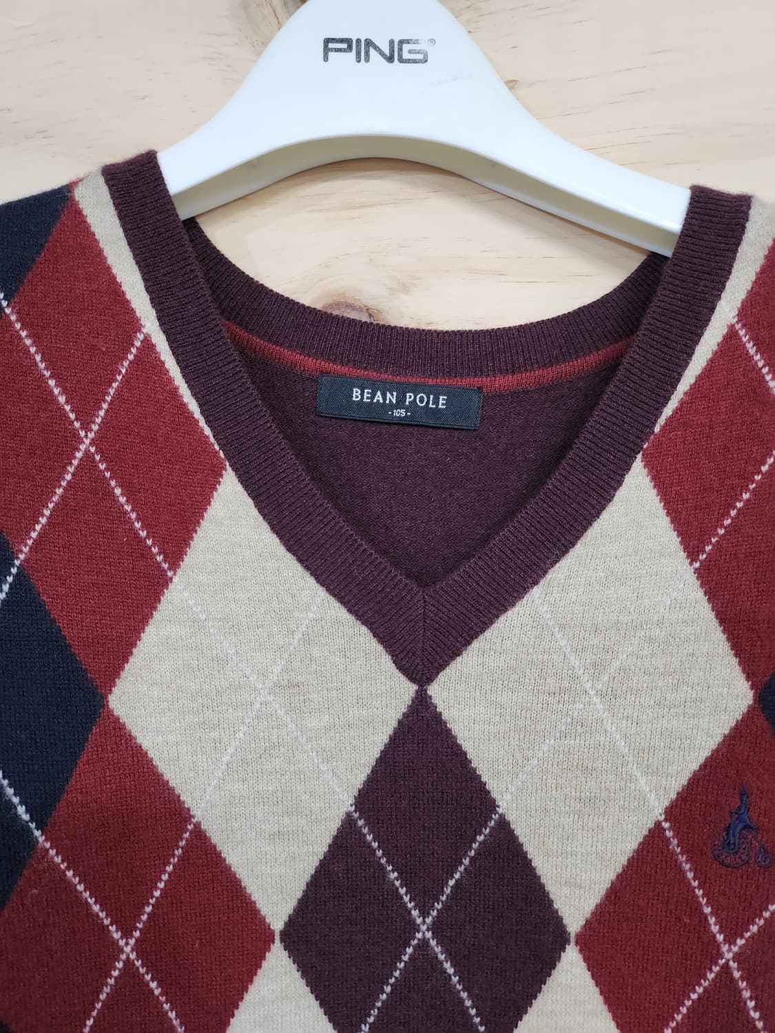 1078) 빈폴 캐시미어블랜드 아가일 니트 베스트 상품이미지3