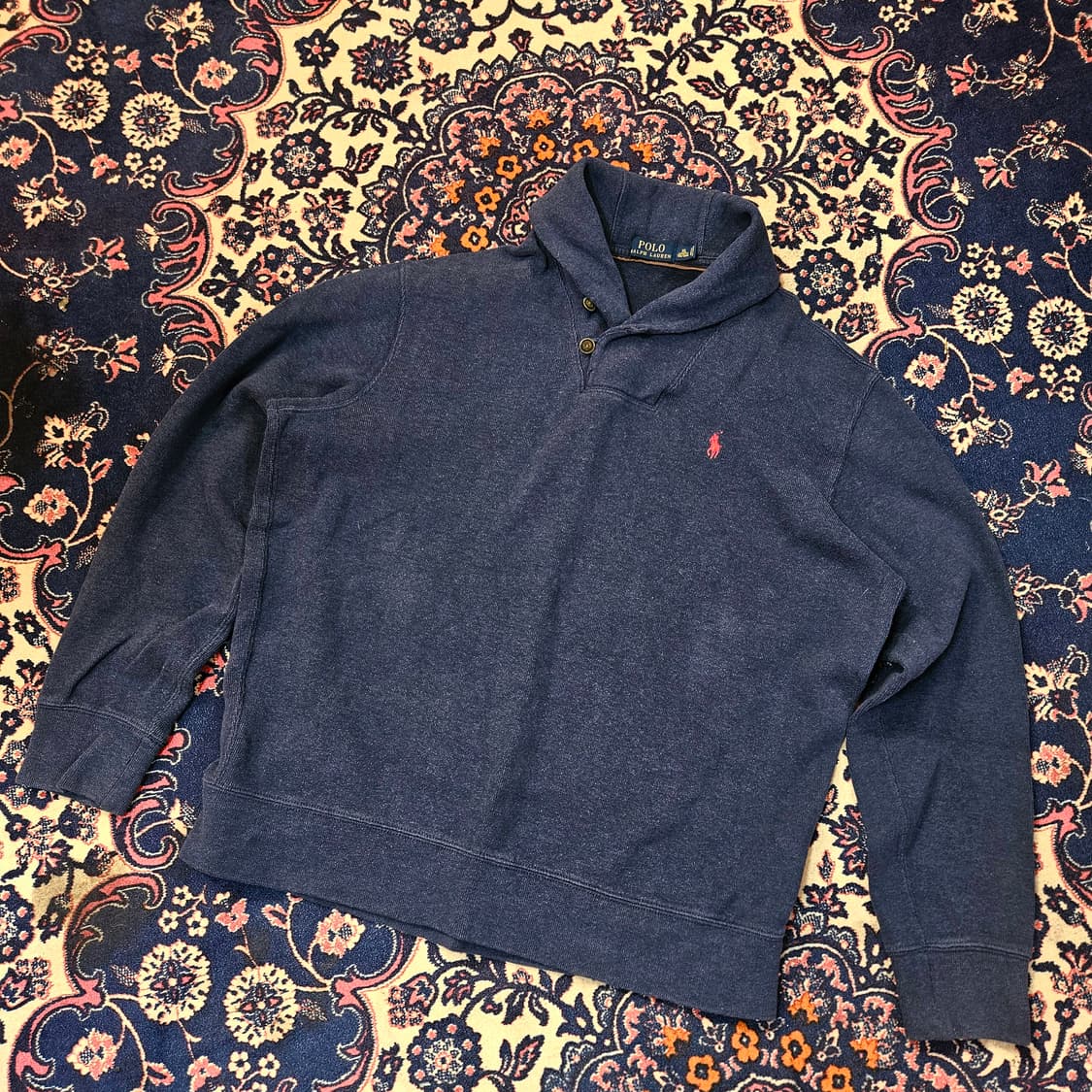 폴로랄프로렌 코튼 숄카라넥 스몰로고 니트 XL size 상품이미지1