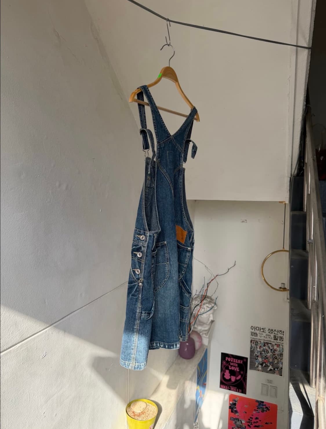 데님 오버롤 멜빵 미디스커트 상품이미지6