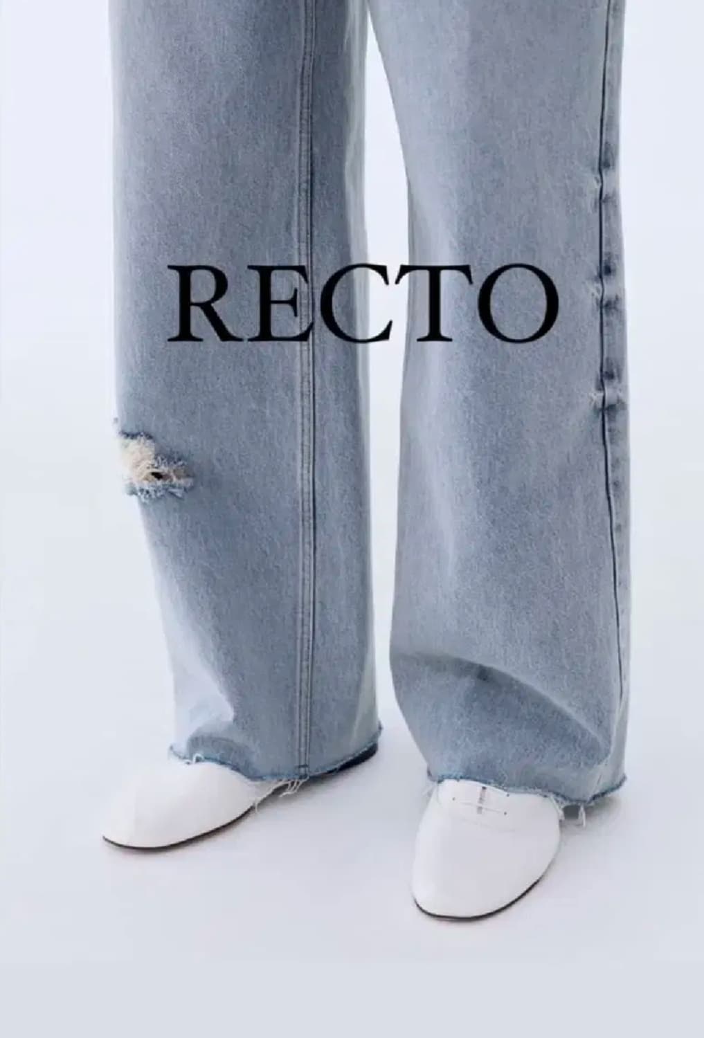 [렉토] 디스트로이드 와이드 데님 팬츠 상품이미지1