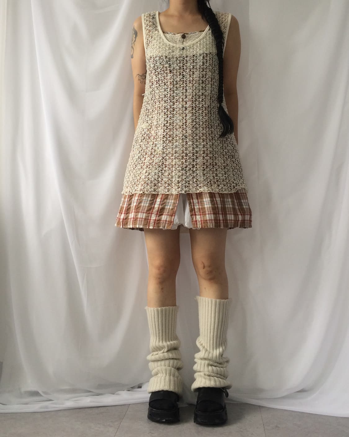 Crochet point check pattern sleeveless 상품이미지6