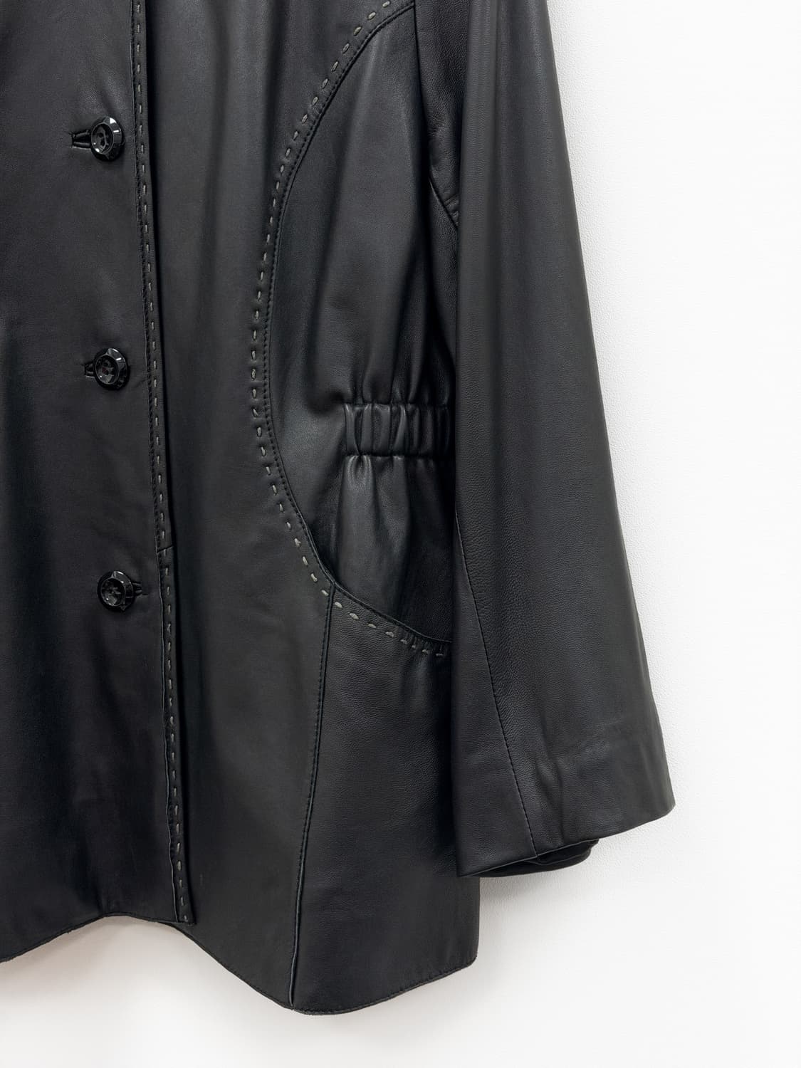 발망 후드 램스킨 레더 코트 상품이미지2