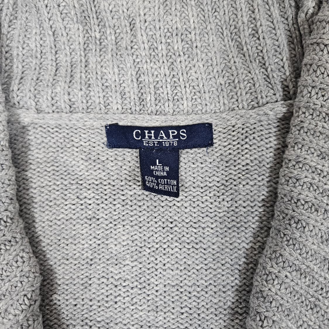 랄프로렌 챕스 그레이 숄카라 원 버튼 가디건 상품이미지3