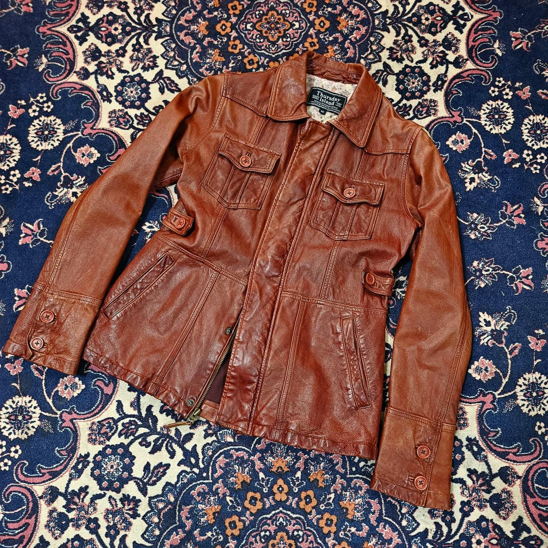 써스데이아일랜드 빈티지 y2k 가죽 자켓 90size 상품이미지1