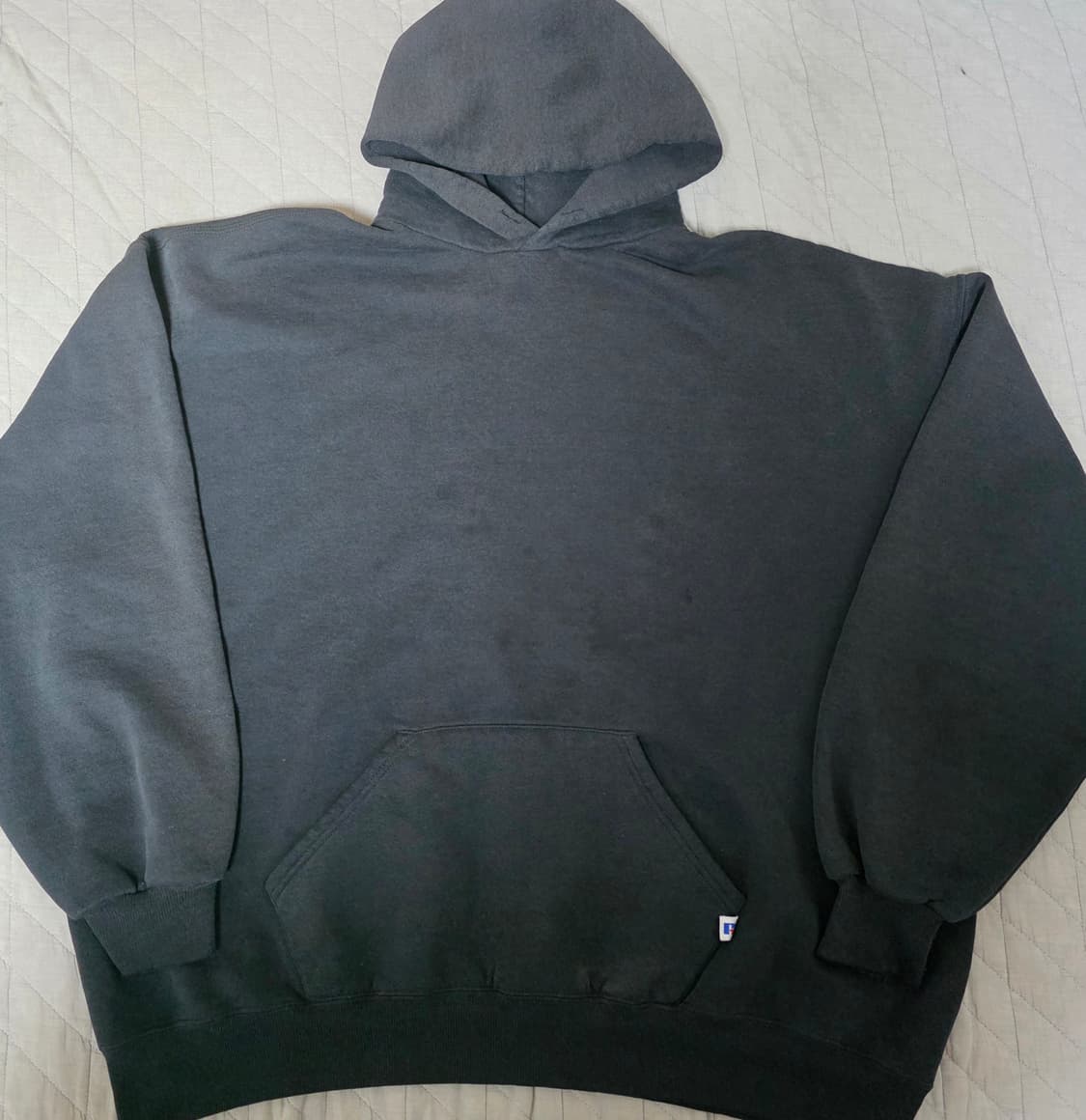 [XXL] 90s 빈티지 러셀 애슬레틱 후드 블랙 하드 페이드&트래쉬드 상품이미지1