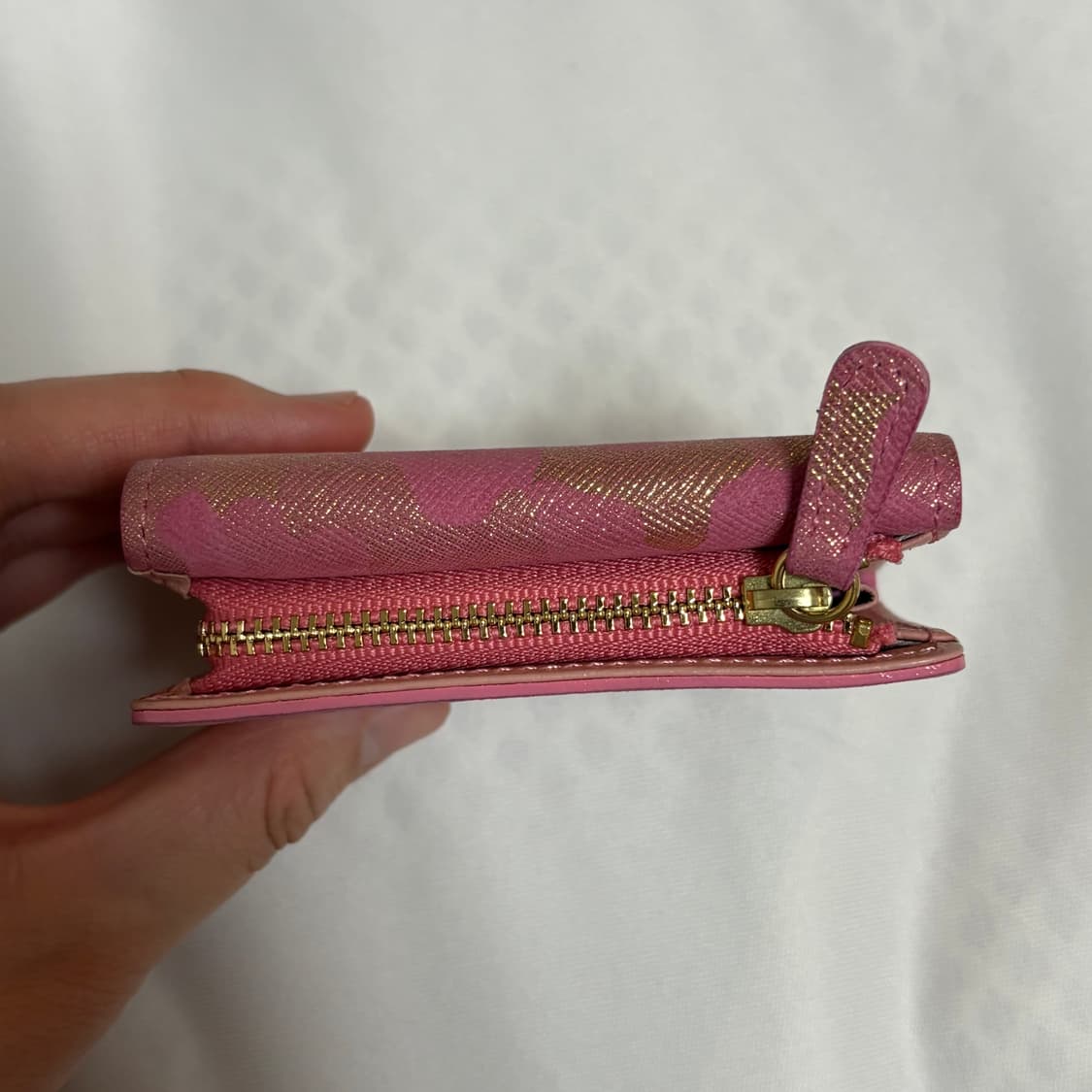 카모 핑크 골드 패턴 삼단 반지갑 상품이미지3