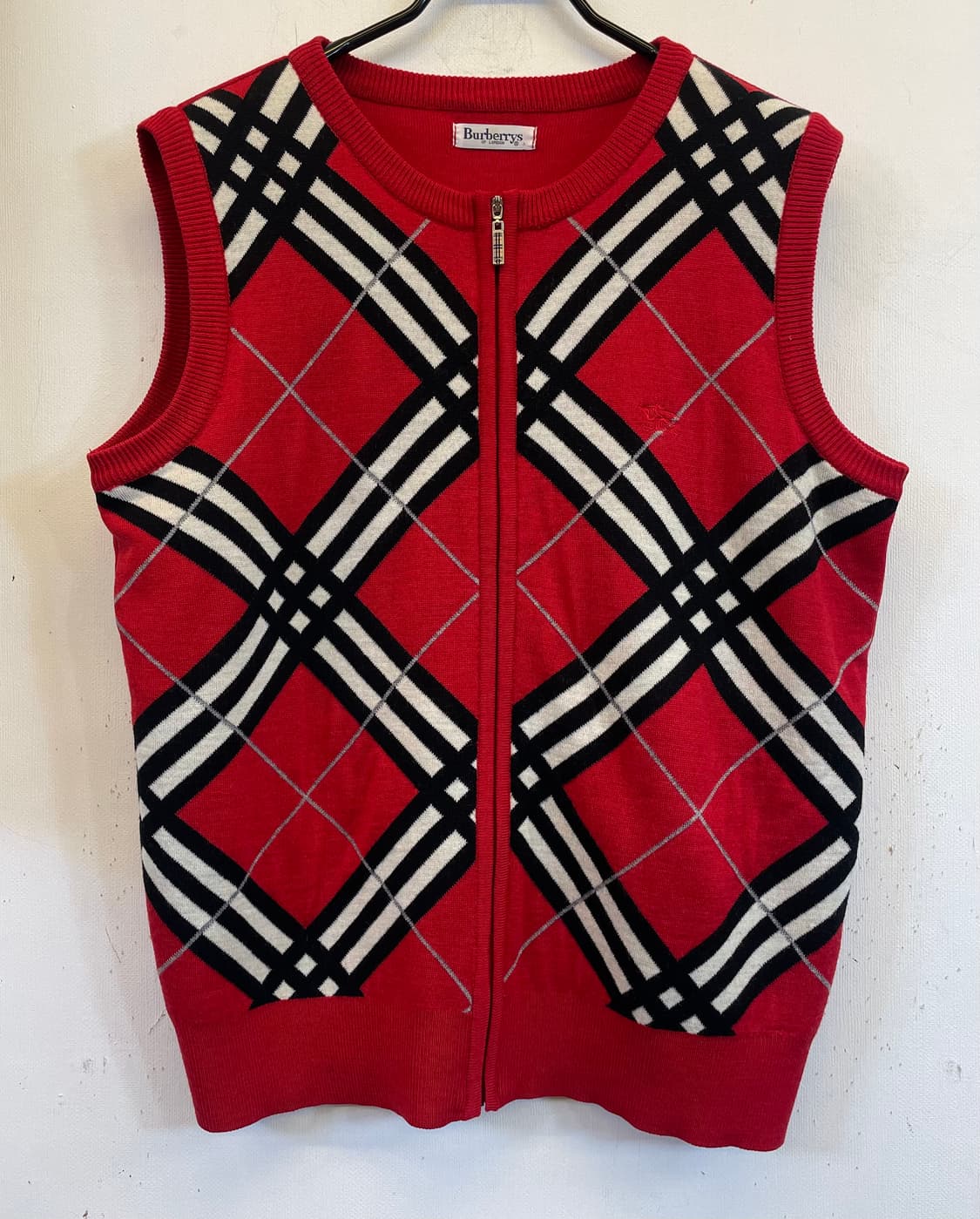 버버리 울니트조끼베스트 니트집업:) 체크조끼니트 울100% 상품이미지1