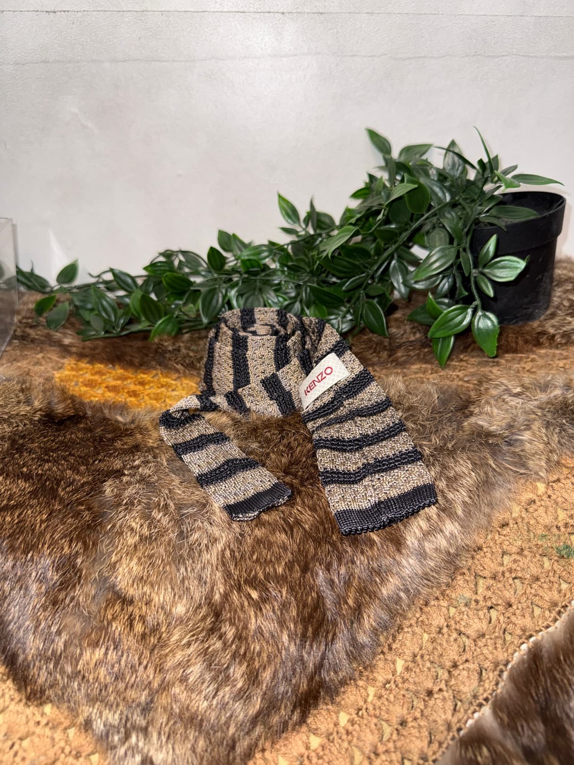 Kenzo brown stripe silk knit tie  상품이미지1