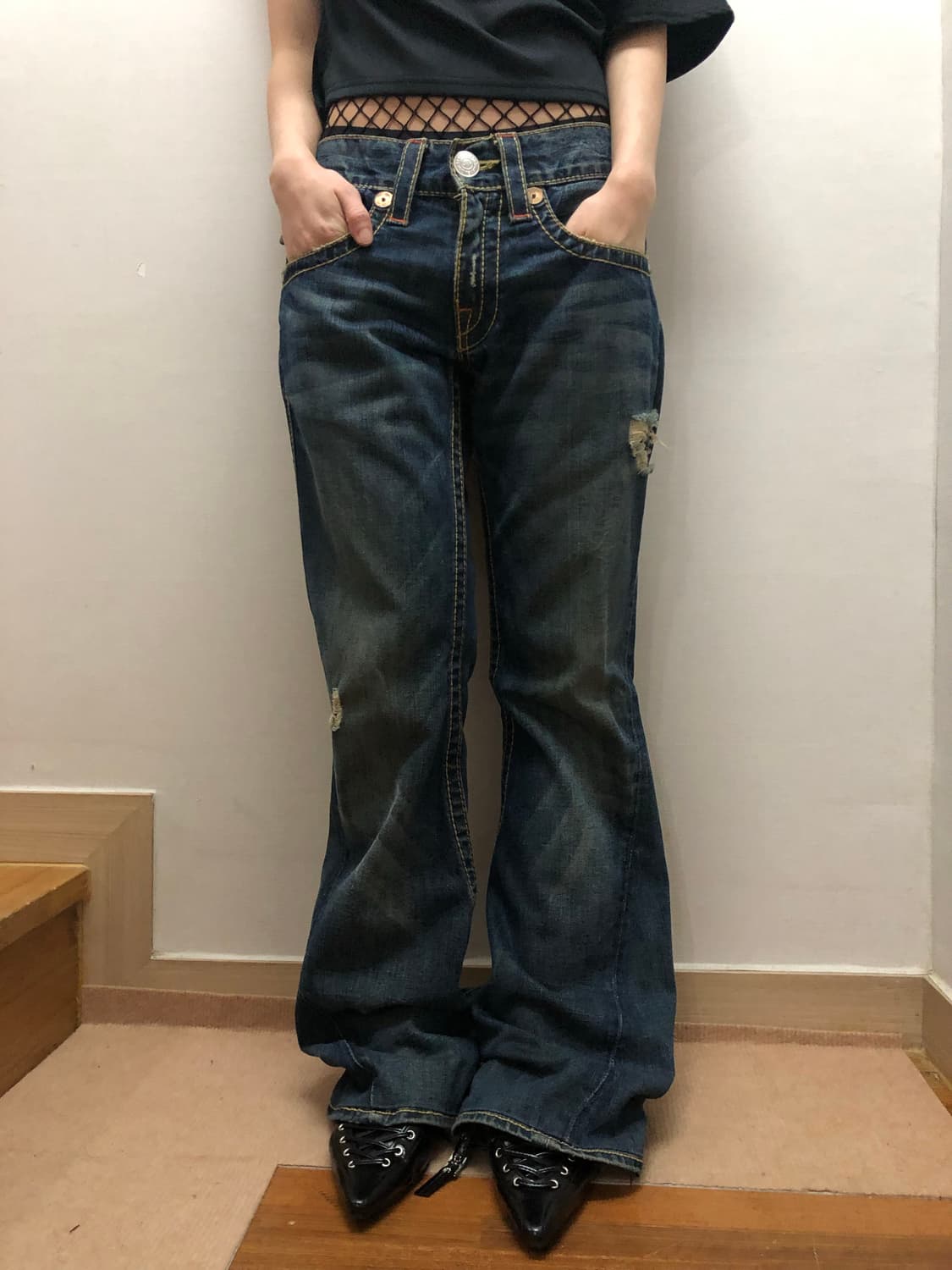 빈티지 트루릴리젼 데님 워싱 팬츠 상품이미지1