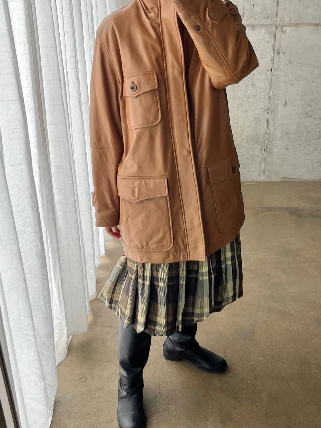 Crocodile 천연 양가죽 자켓 카멜 상품이미지3