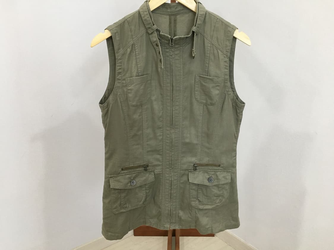 jpn빈티지 카키색 디테일 집업베스트 상품이미지5