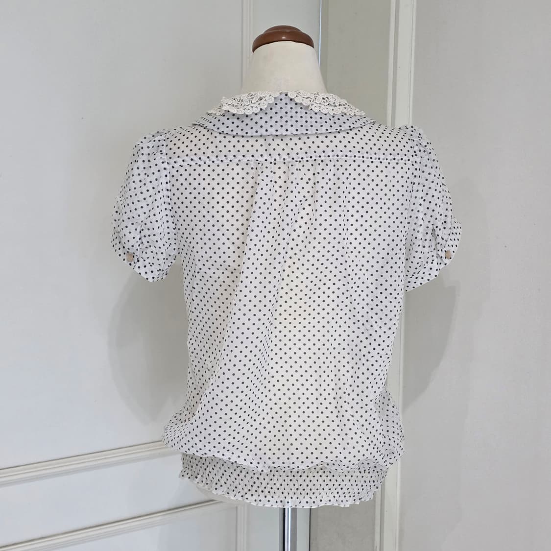 titty&co 일본빈티지)양산형st 모리걸 도트 레이스 벌룬셔츠블라우스 상품이미지4