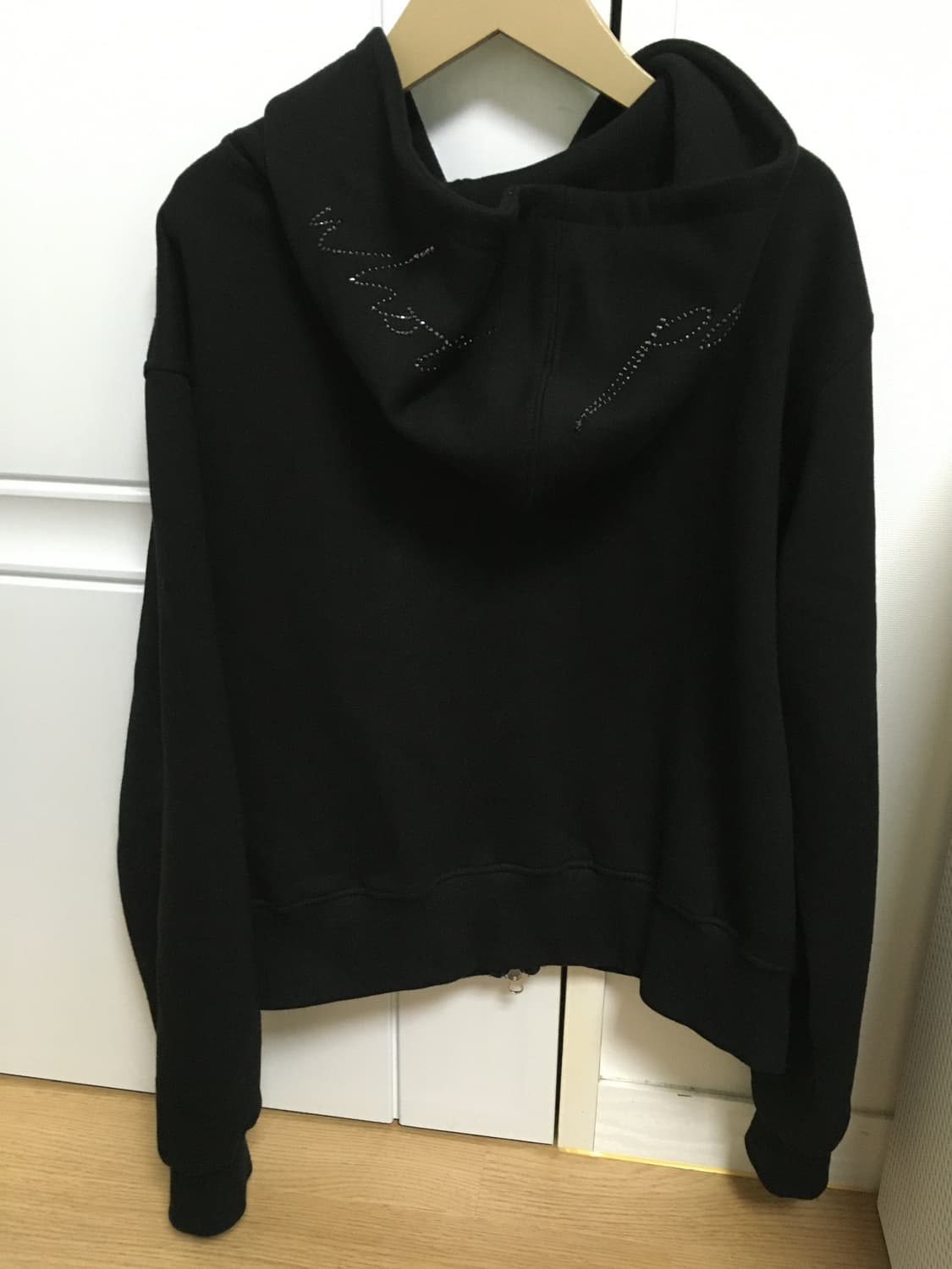 홀페이퍼 큐빅 기모 후드집업(블랙) 상품이미지5