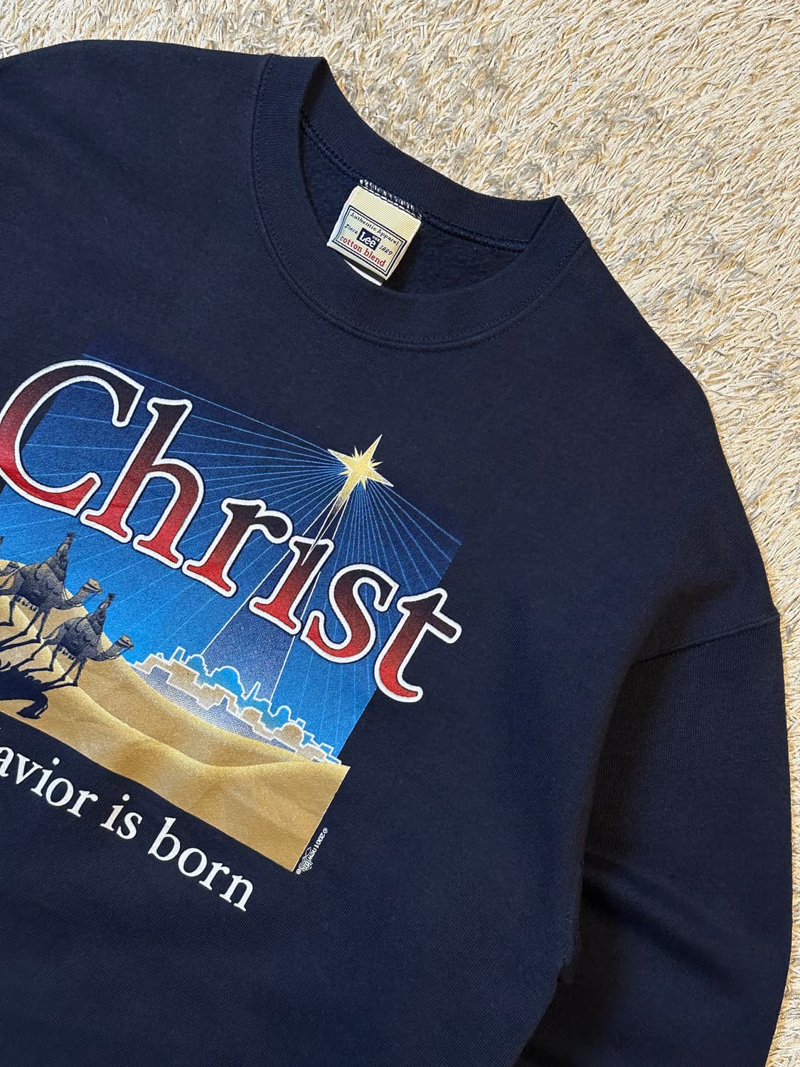 90's 리 LEE 올드스쿨 Christ 프린팅 맨투맨 네이비 상품이미지2