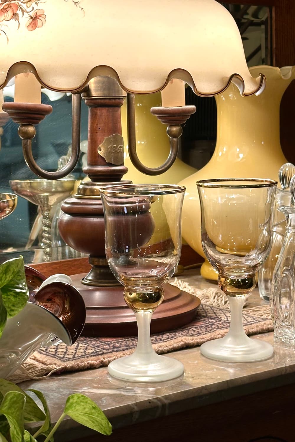 유럽 빈티지 골드림&프로스트스템 글라스 고블렛 잔 상품이미지5