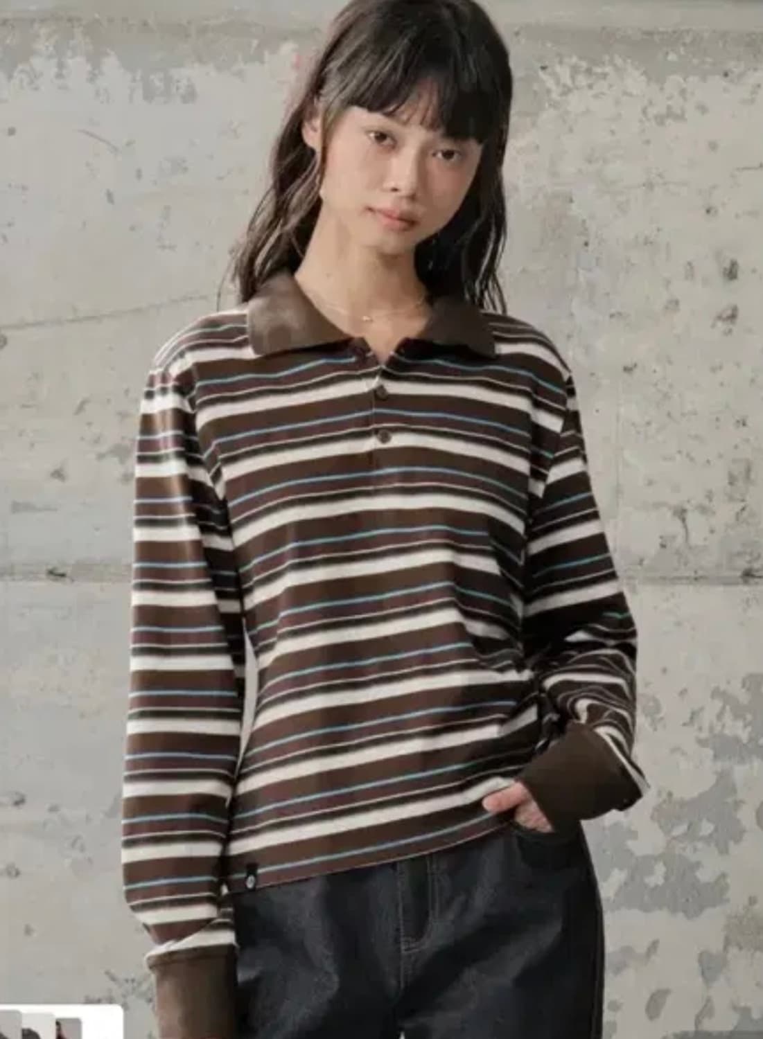 세컨모놀로그 스트라이프 롱슬리브 상품이미지2