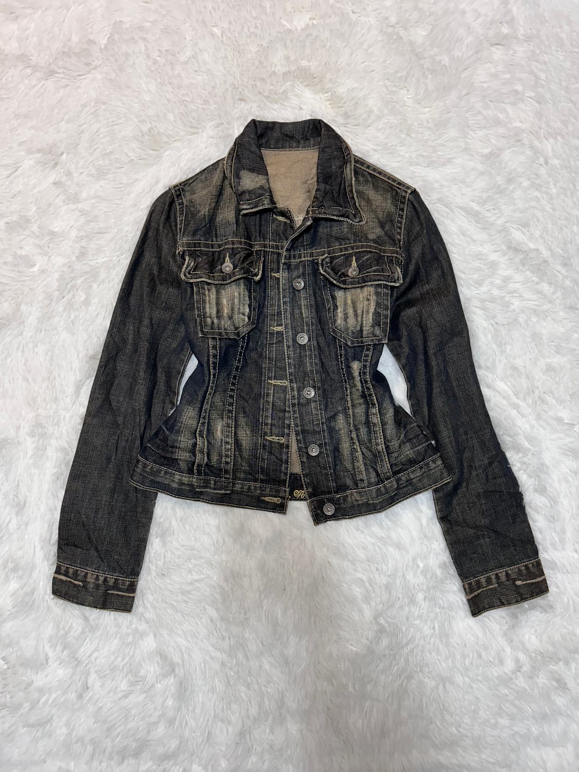 slim fit denim button-up washed jacket 상품이미지1