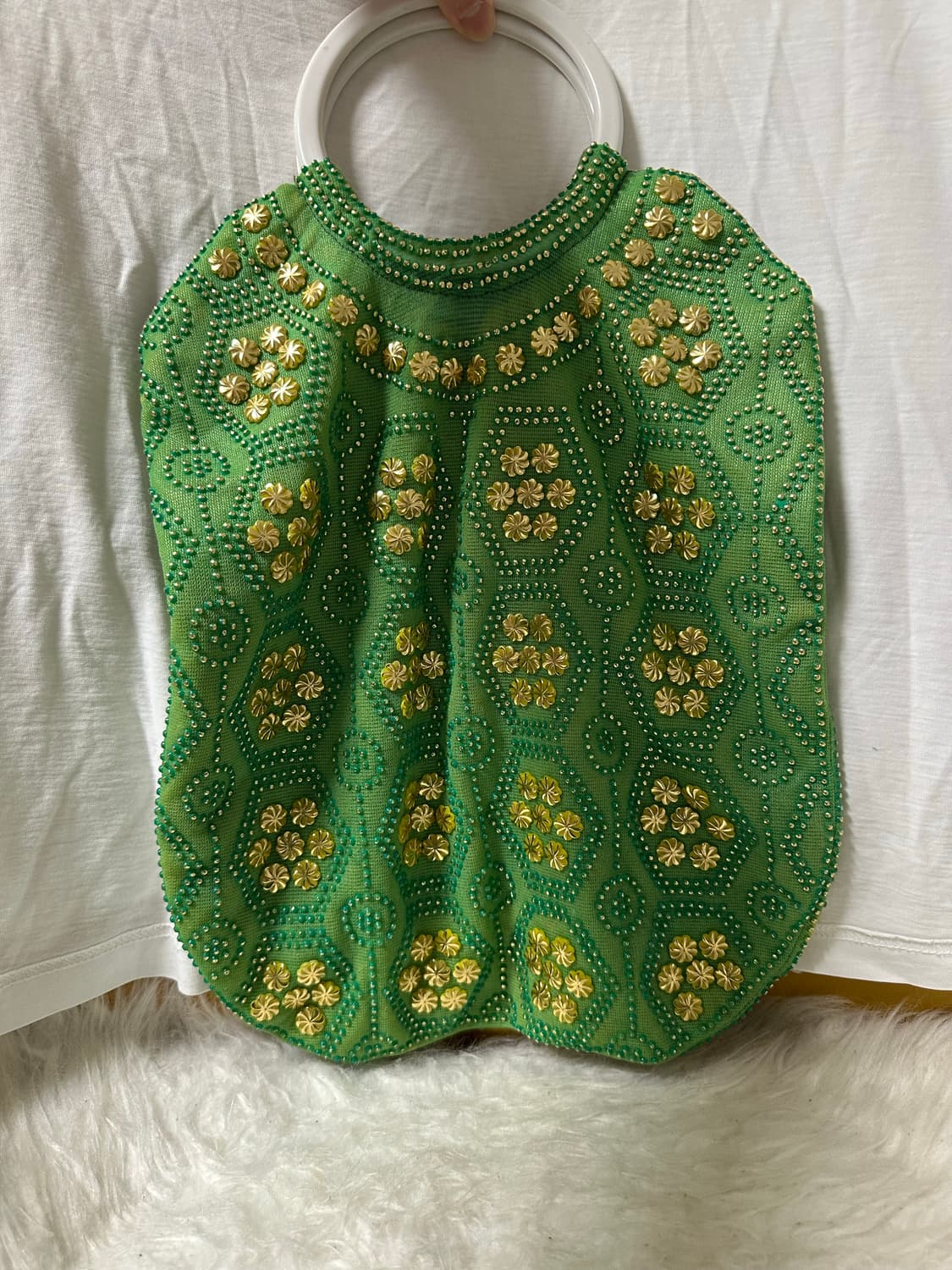 빈티지 그린 비즈 토트백 상품이미지1