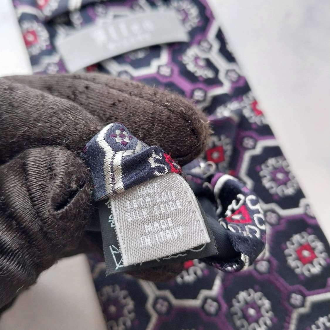 알테아 실크 네이비 퍼플 패턴 넥타이 9.1cm A+등급 K2459 상품이미지9