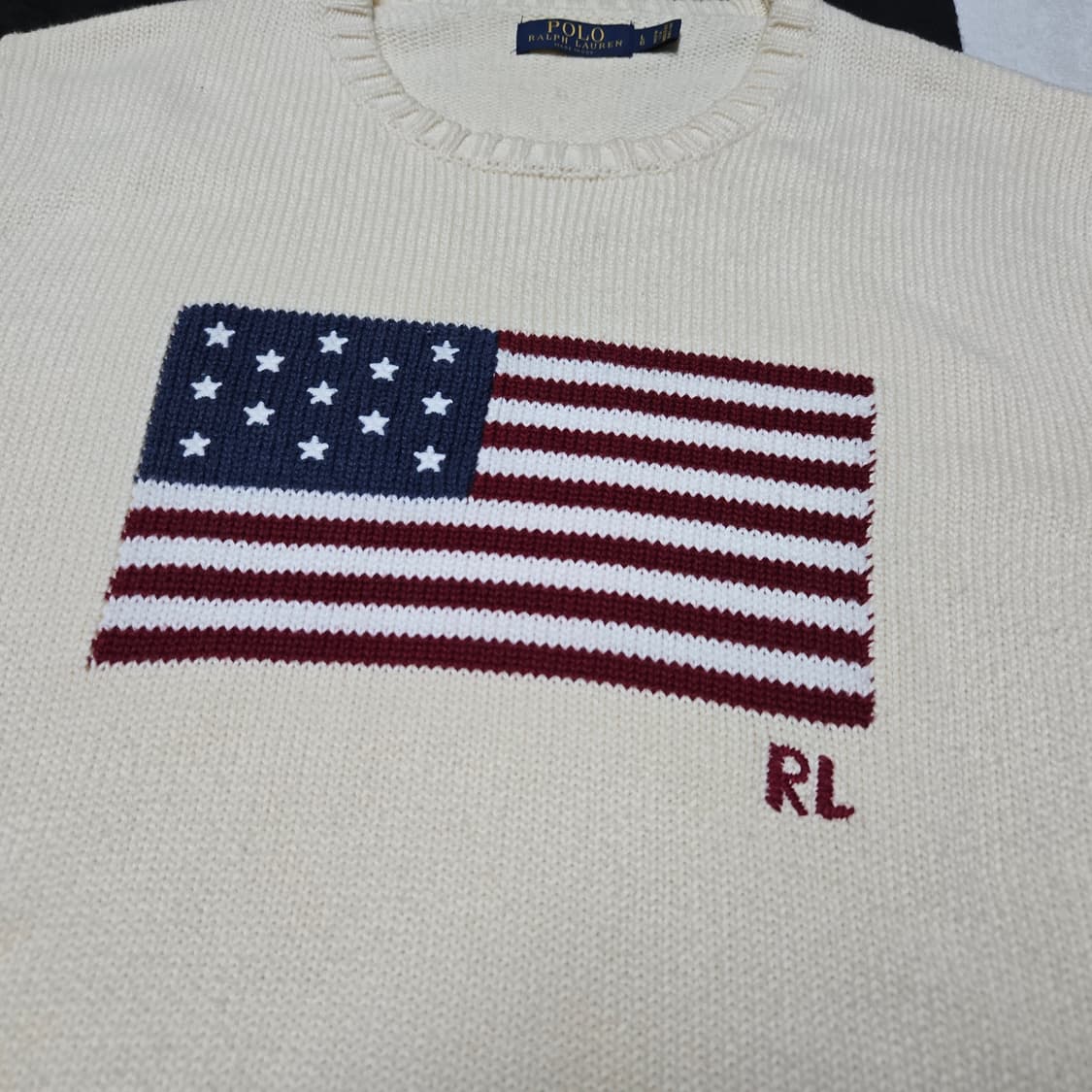 L 폴로랄프로렌 성조기니트 크림 Made in usa 상품이미지2