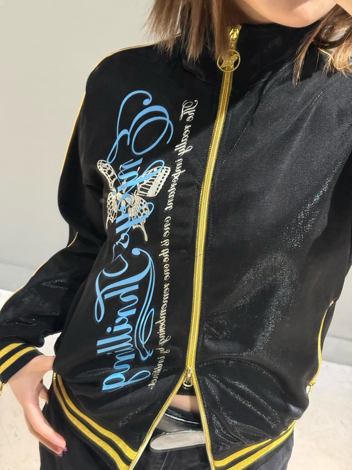 skull & butterfly printing 2-way zip-up 상품이미지4