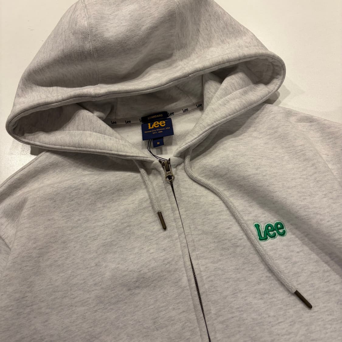 [M] Lee 리 로고 스웻 후드집업 그레이 C636 상품이미지3