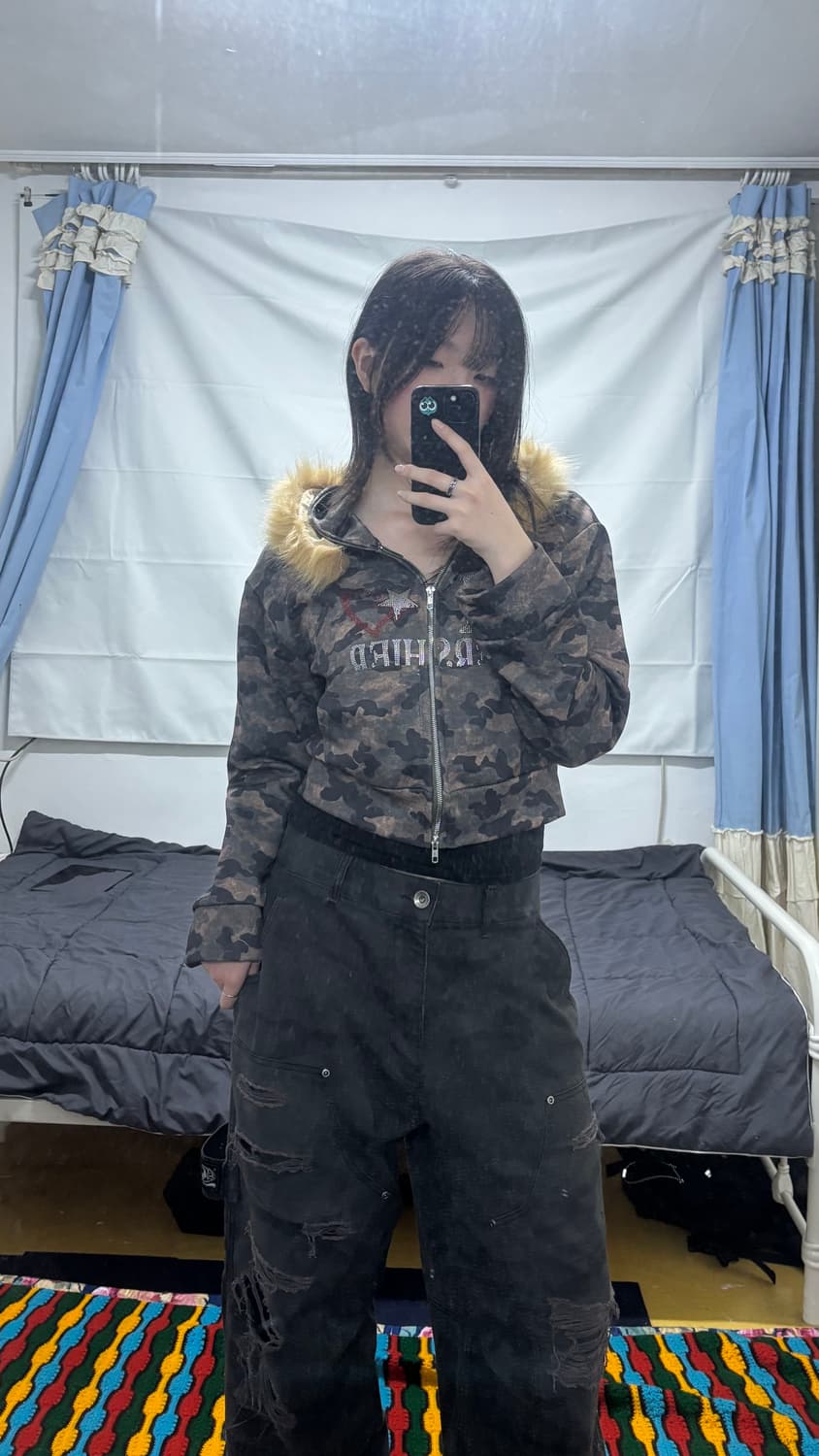 디어마이키코 울프조 크롭 후드집업 상품이미지1