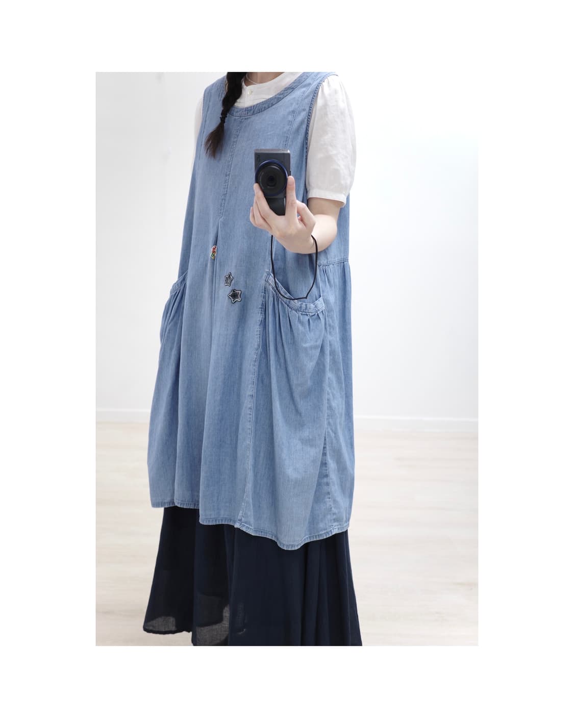 Denim patch one-piece 상품이미지1