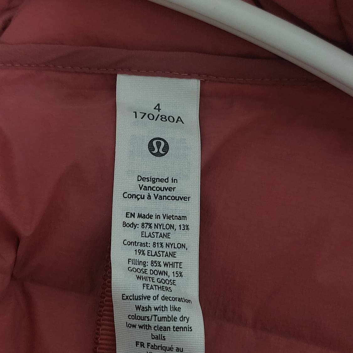 룰루레몬 다운 앤 어라운드 재킷 핑크 4사이즈 상품이미지8