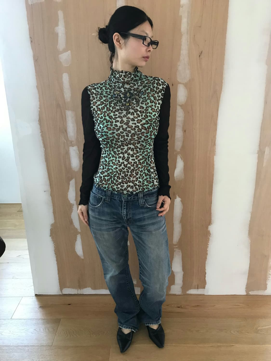 vintage blue pattern mash top 상품이미지4