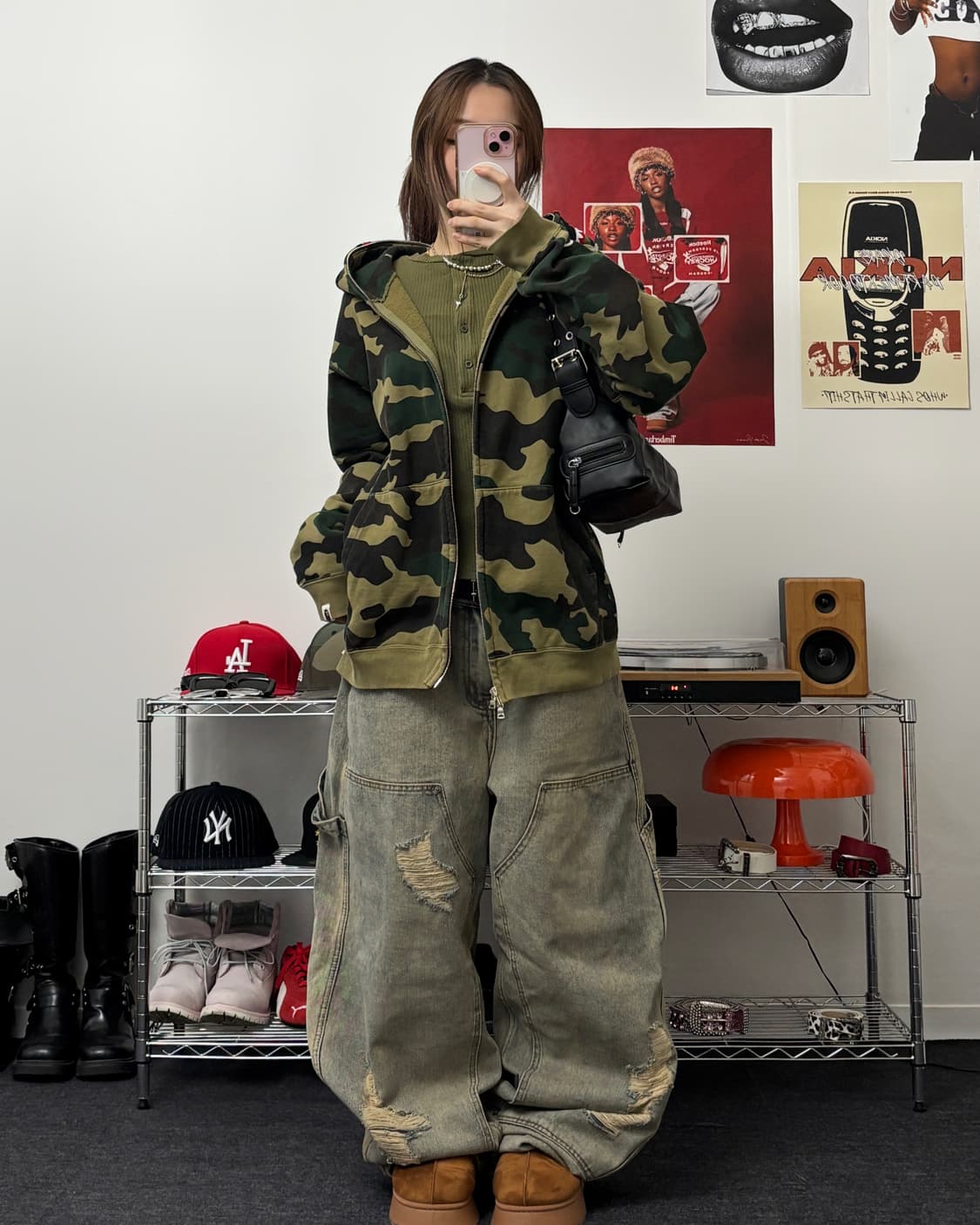 베이프 우드랜드 카모 샤크 후드집업 녹계 상품이미지4