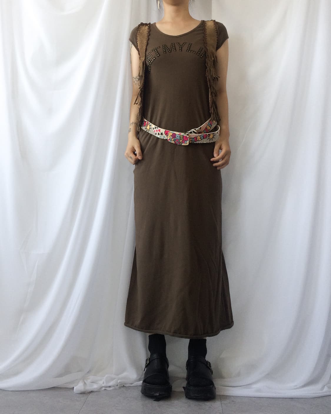 Lettering stud point maxi onepiece 상품이미지4