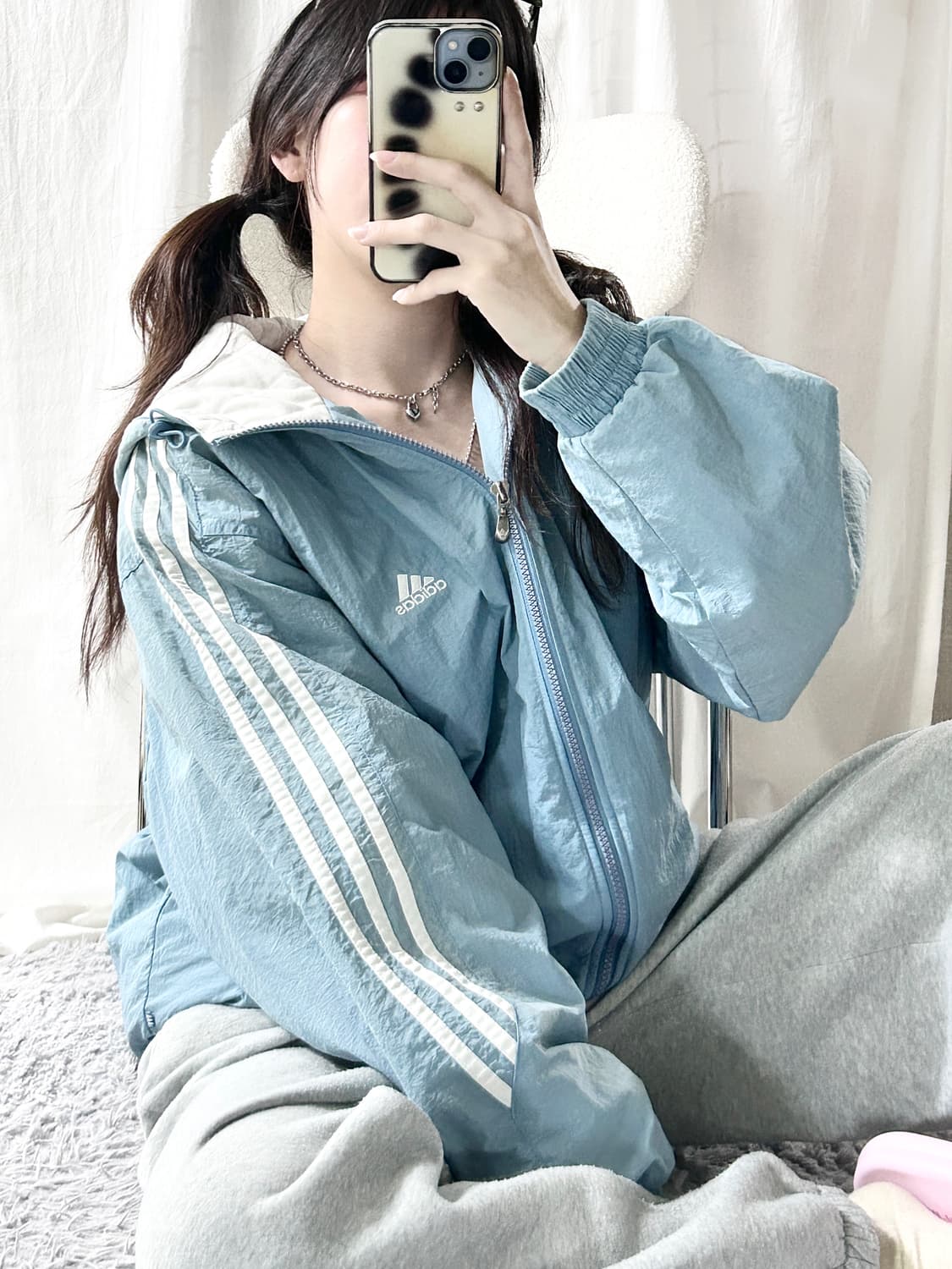 아디다스 90‘s 뮤트하늘 삼선 누빔자켓 상품이미지1