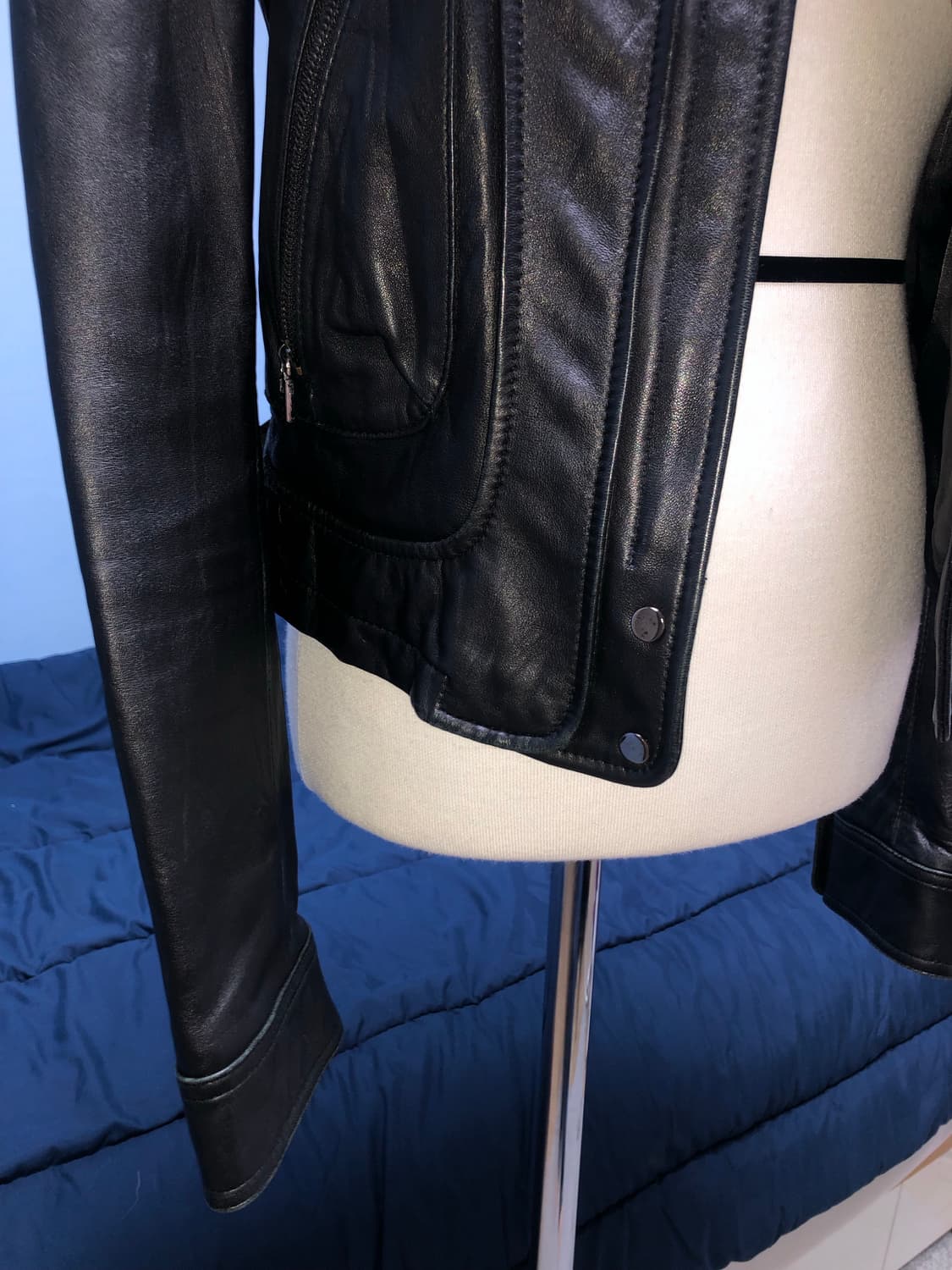 빈티지 구제 y2k 리얼 레더 라이더 크롭 가죽 자켓 상품이미지4