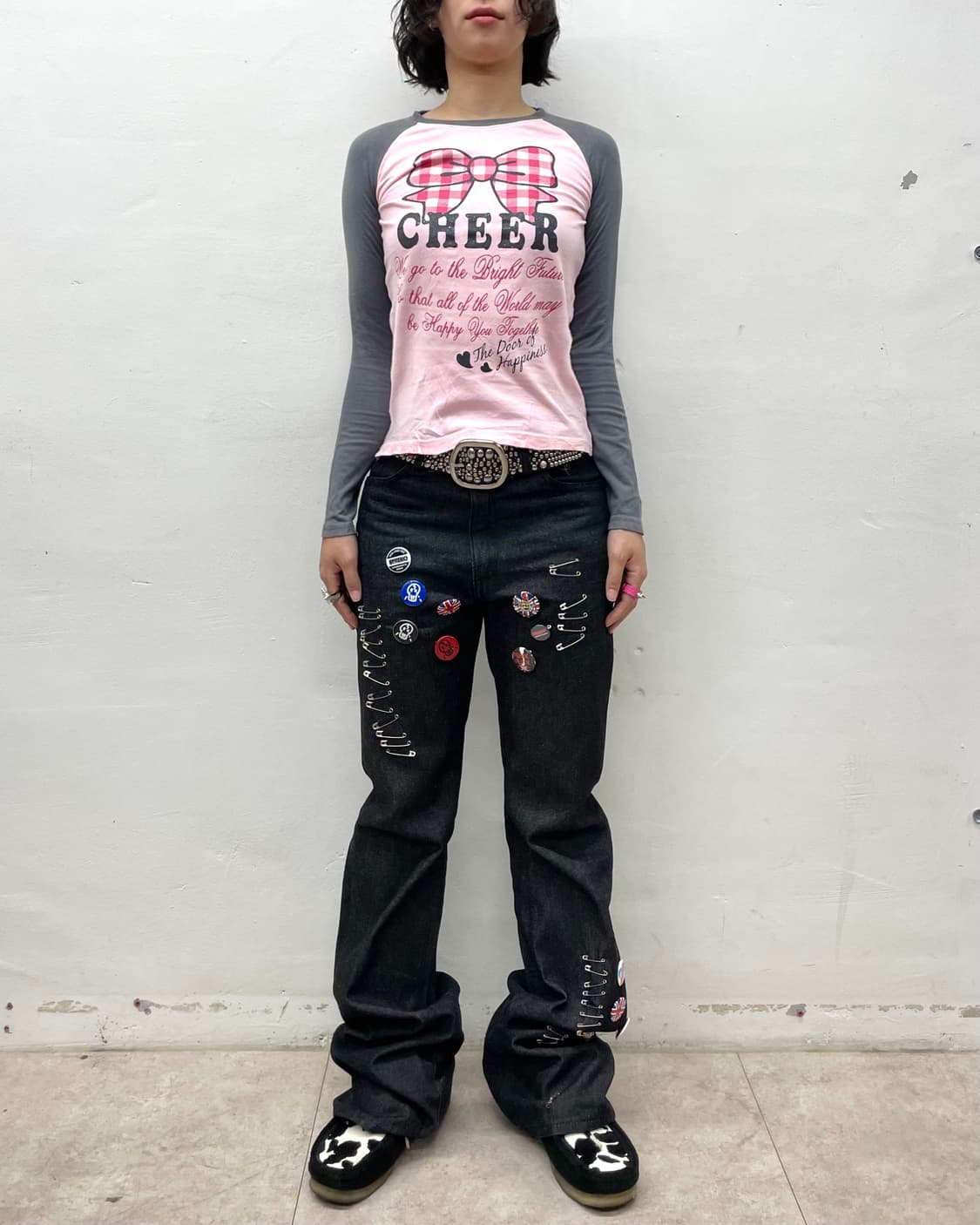 CHEER Checkered Ribbon Lovely Long-Sleev 상품이미지6