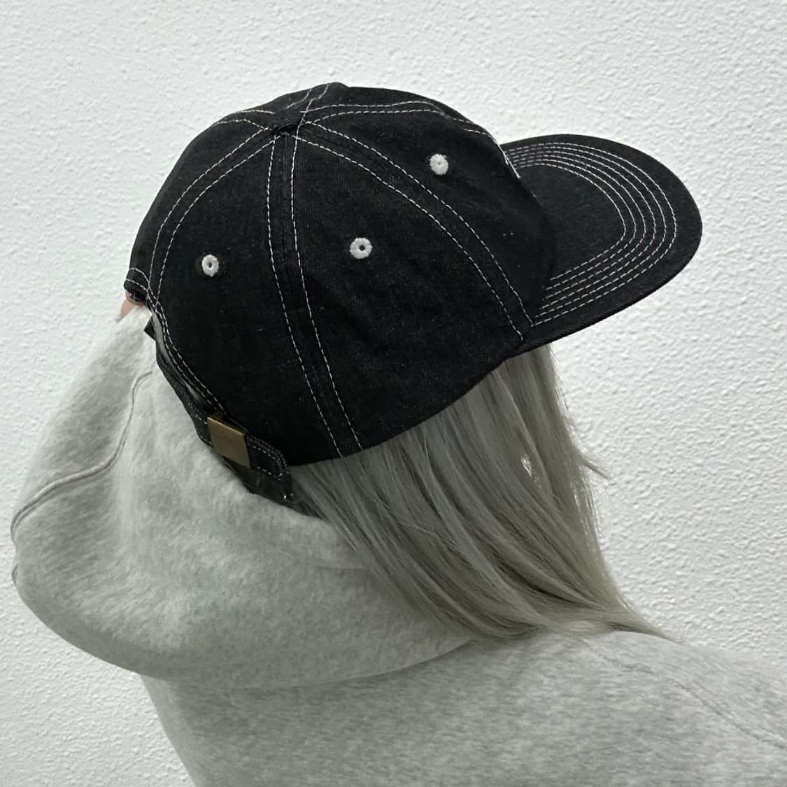 스투시 데님 스티치 흑청 스냅백 상품이미지3