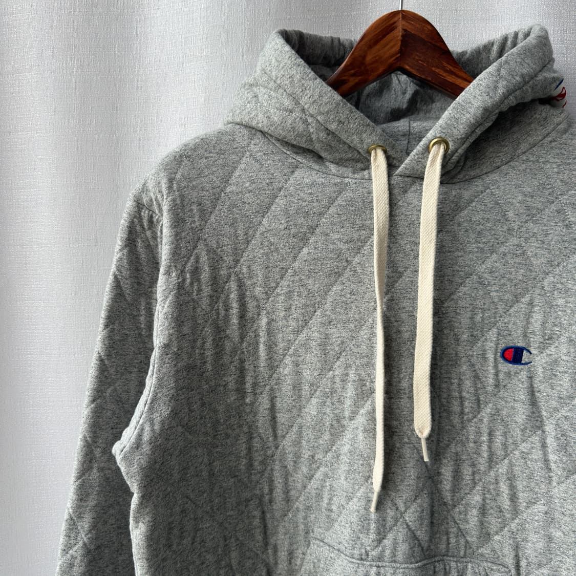 챔피온 재팬 직영점 한정판 멀티 패치 퀼팅 후드티 그레이 XL 상품이미지3