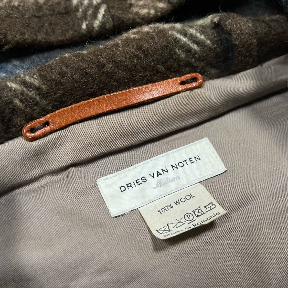 DRIES VAN NOTEN 드리스반노튼 브라운 체크 울 더플 코트 상품이미지6