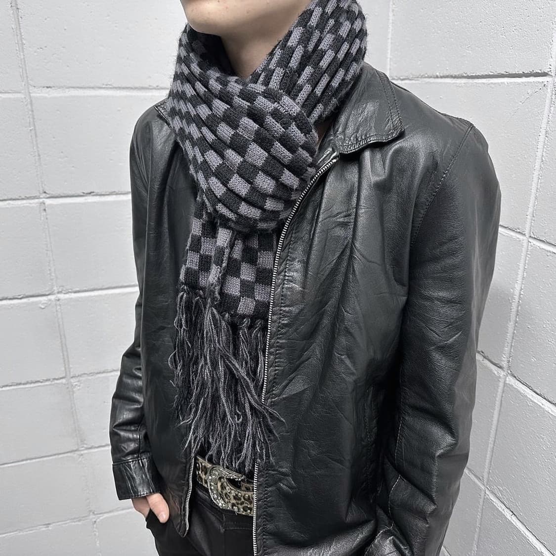 gray check pattern muffler  상품이미지1