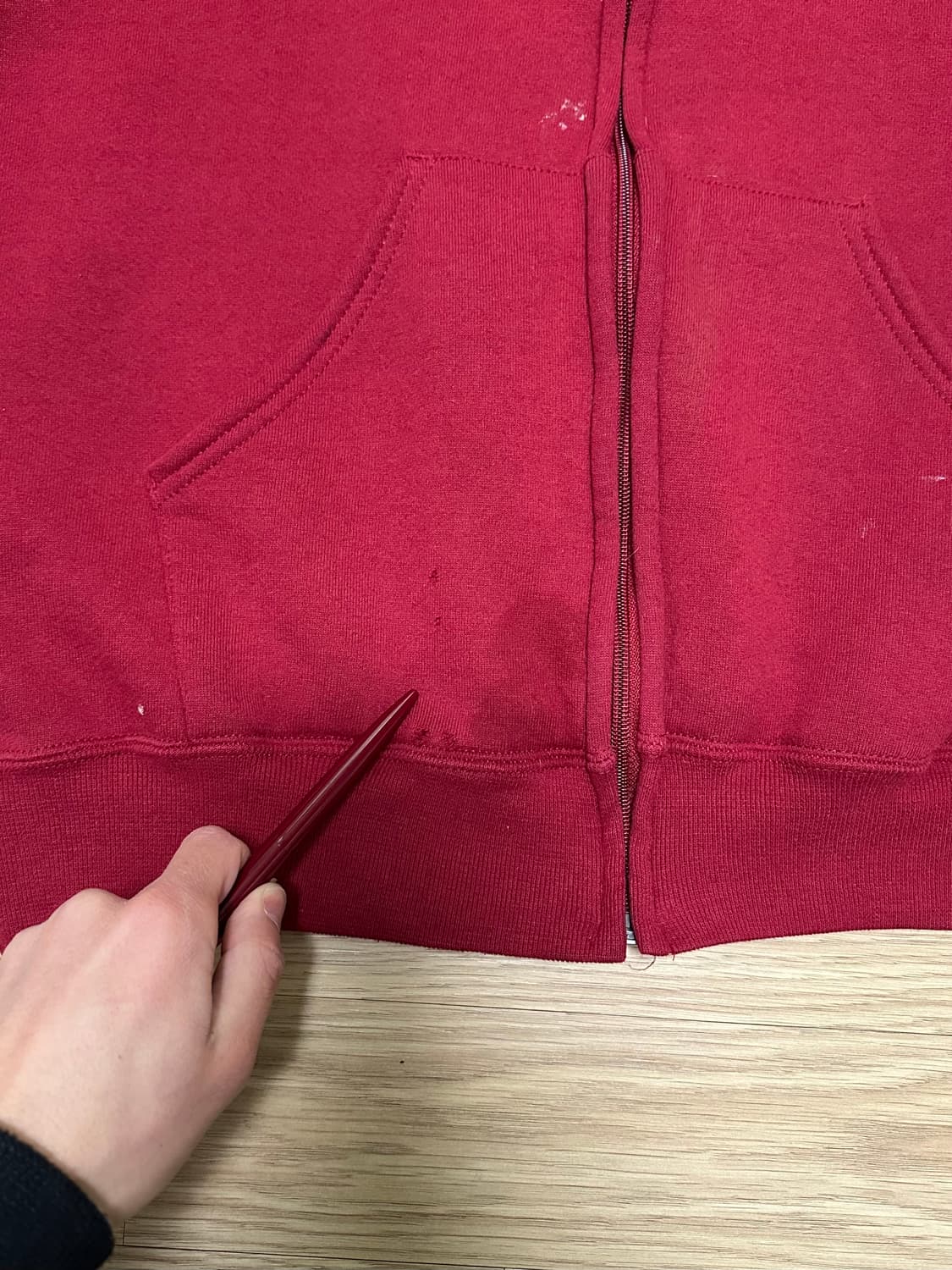 90s 빈티지 러셀 후드집업 레드 L USA 상품이미지8