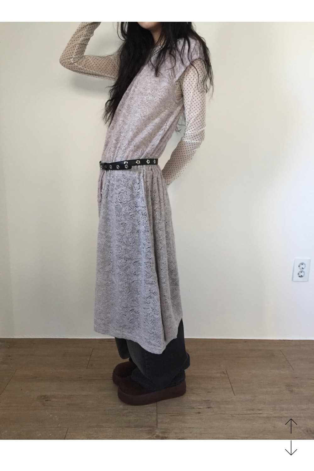 샵더기 Duggy 크로셰 롱 니트 원피스 바이올렛  상품이미지2