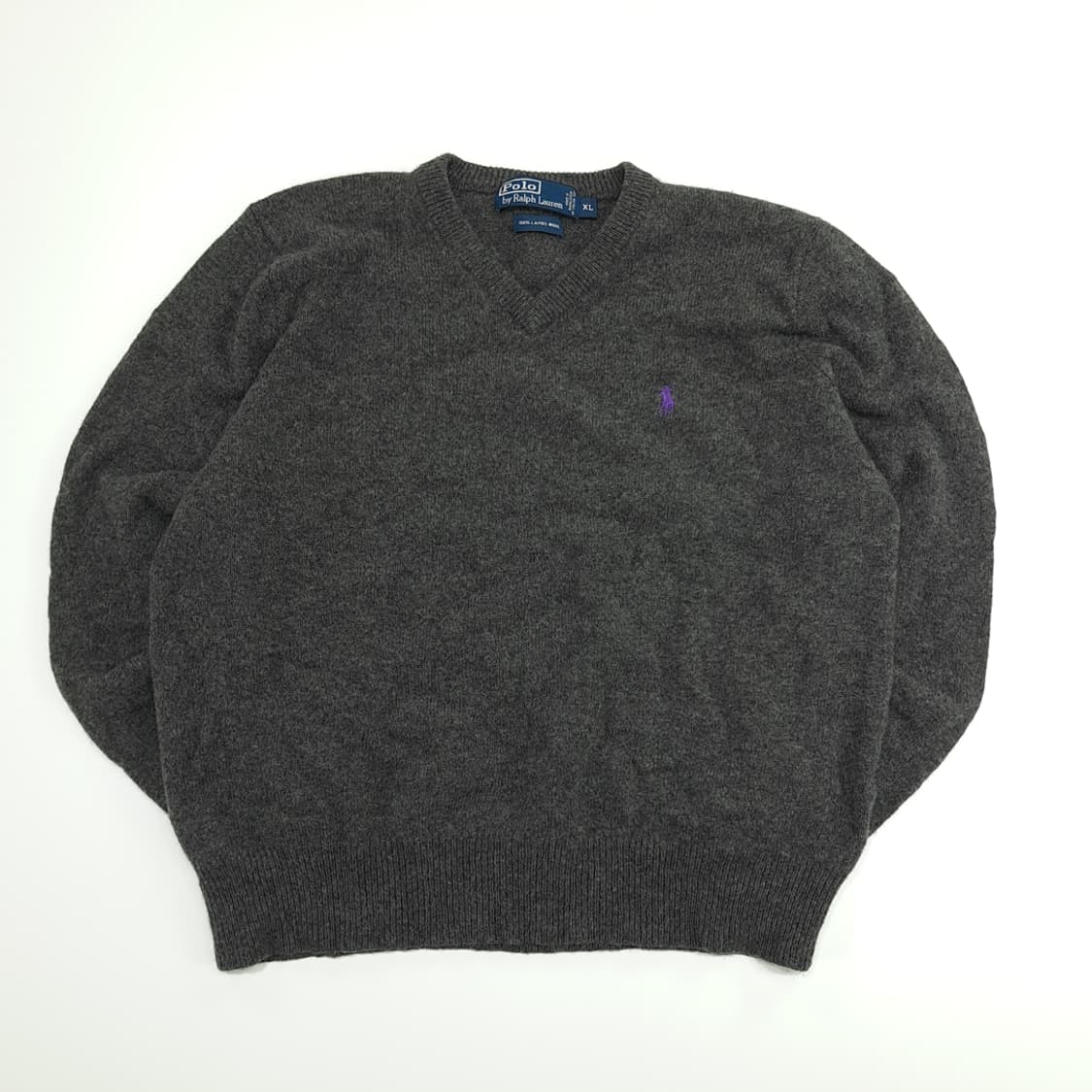 CN649W XL 랄프로렌 차콜그레이 V넥 램스울 니트 스웨터 상품이미지1