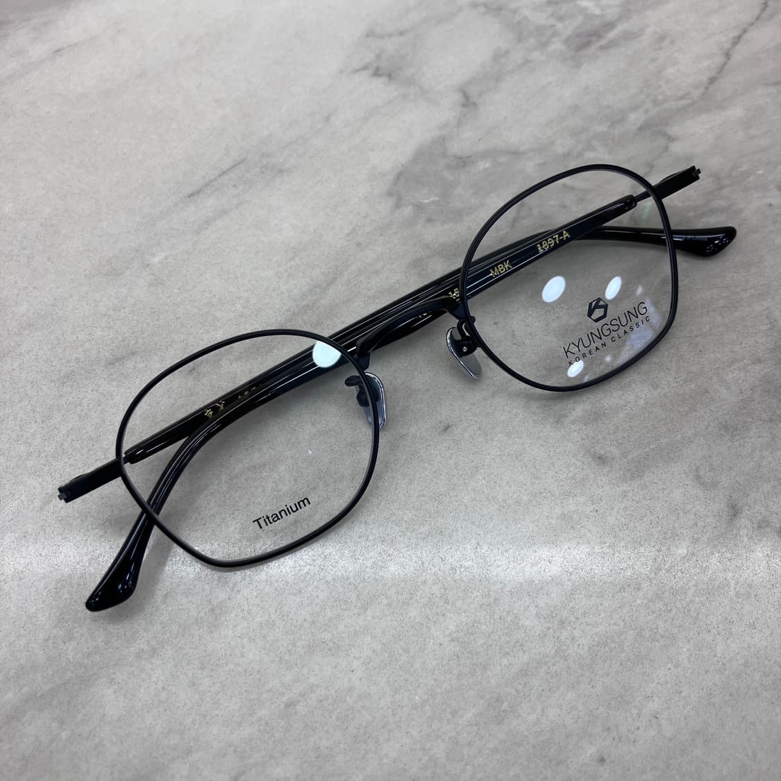 C25 경성 京城 어제1897 블랙 유니크라운드 메탈테 안경 상품이미지1