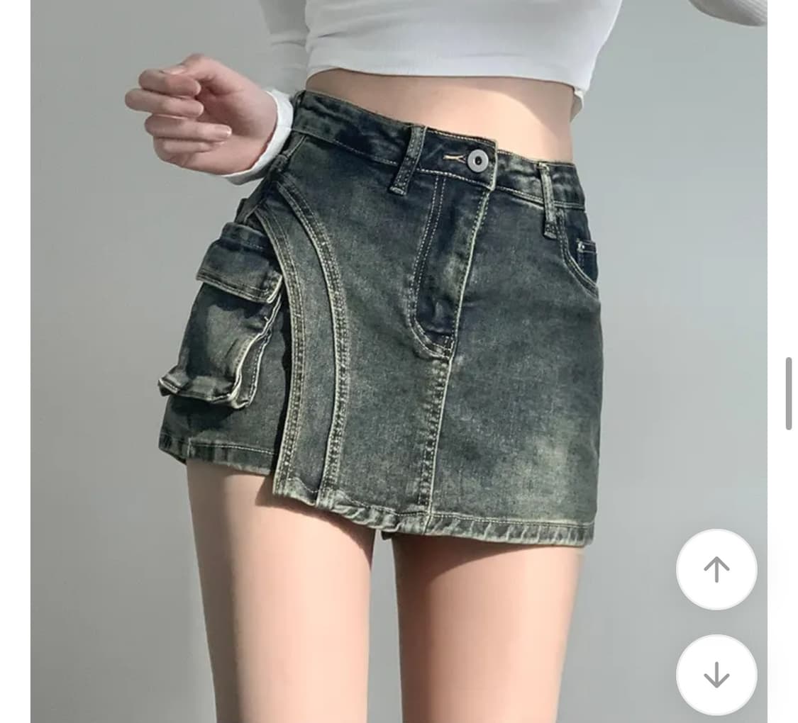 랩 워싱 데님 카고 마이크로 미니 스커트 숏팬츠 상품이미지2