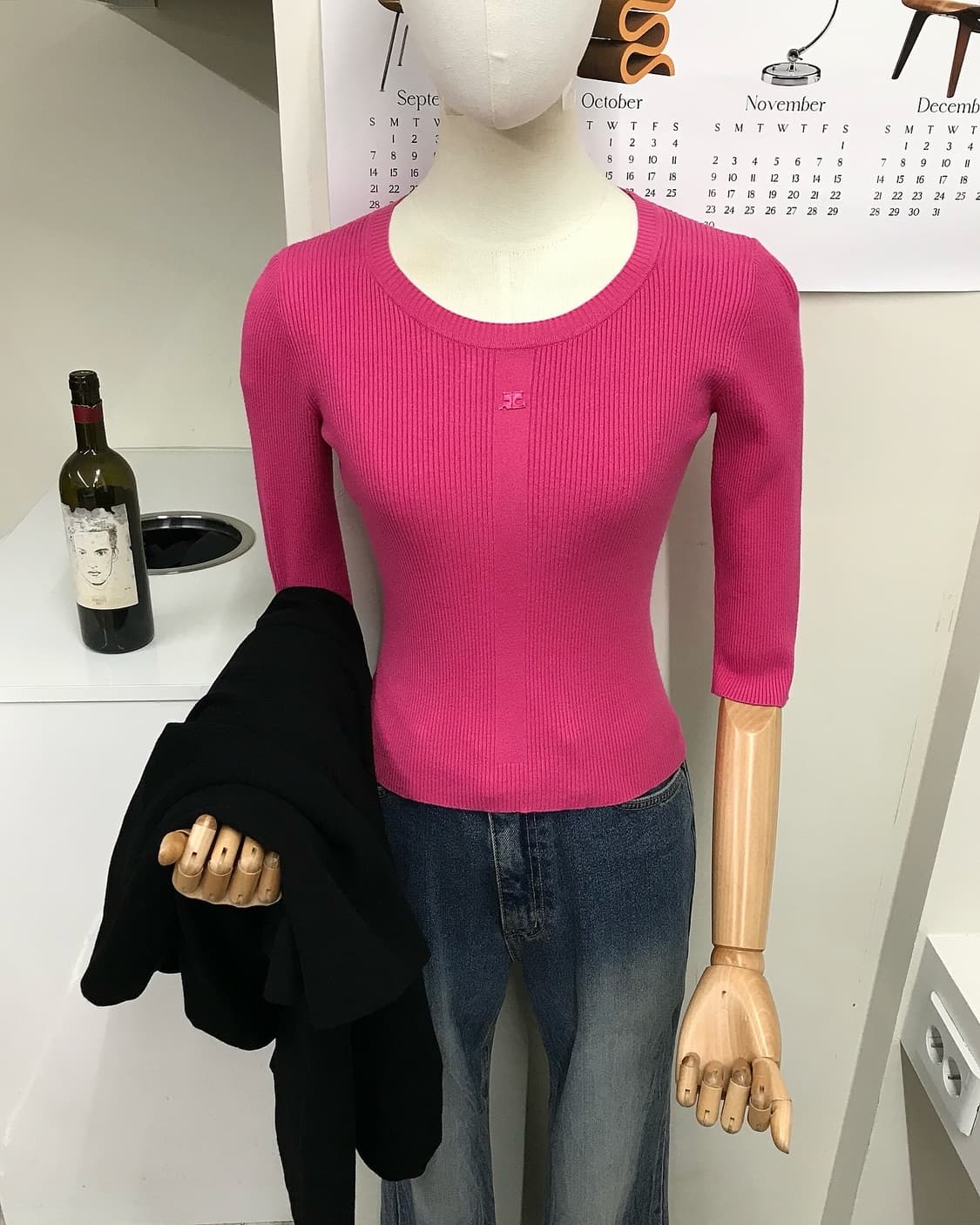 꾸레쥬 로고 골지 니트 상품이미지6