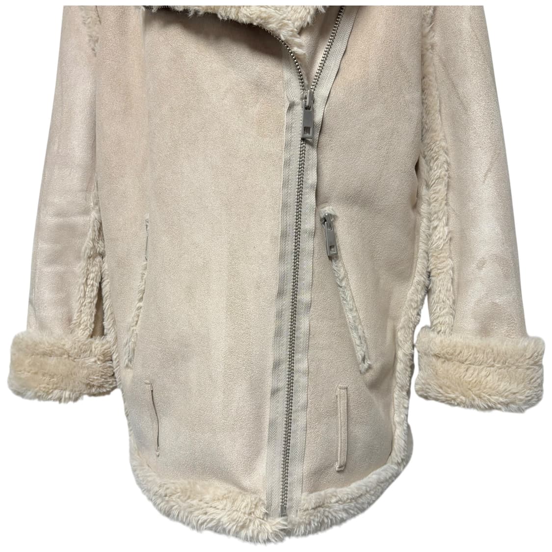 3682 베이지 브라운 퍼안감 무스탕 자켓 코트 상품이미지3