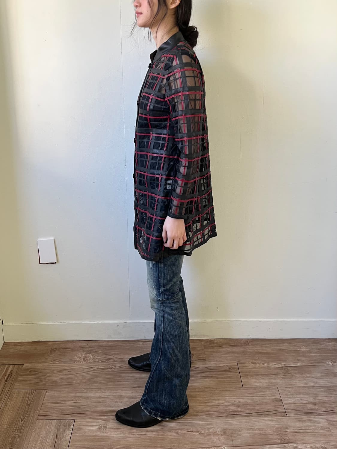 90’s ARBORENTE 시스루 레더 자켓 상품이미지9