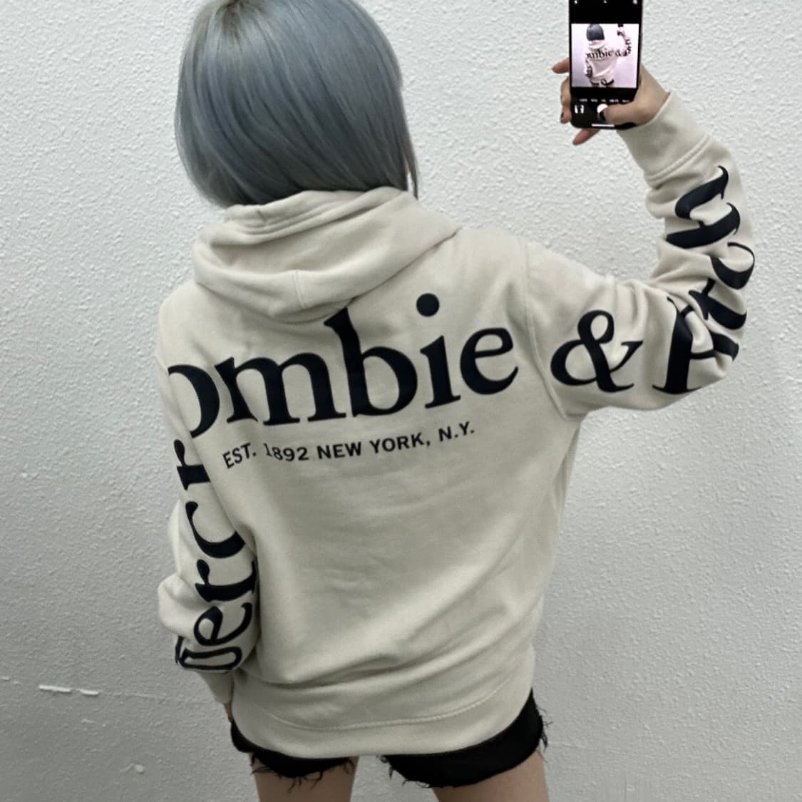 아베크롬비 백로고 아이보리 후드 XL 상품이미지3