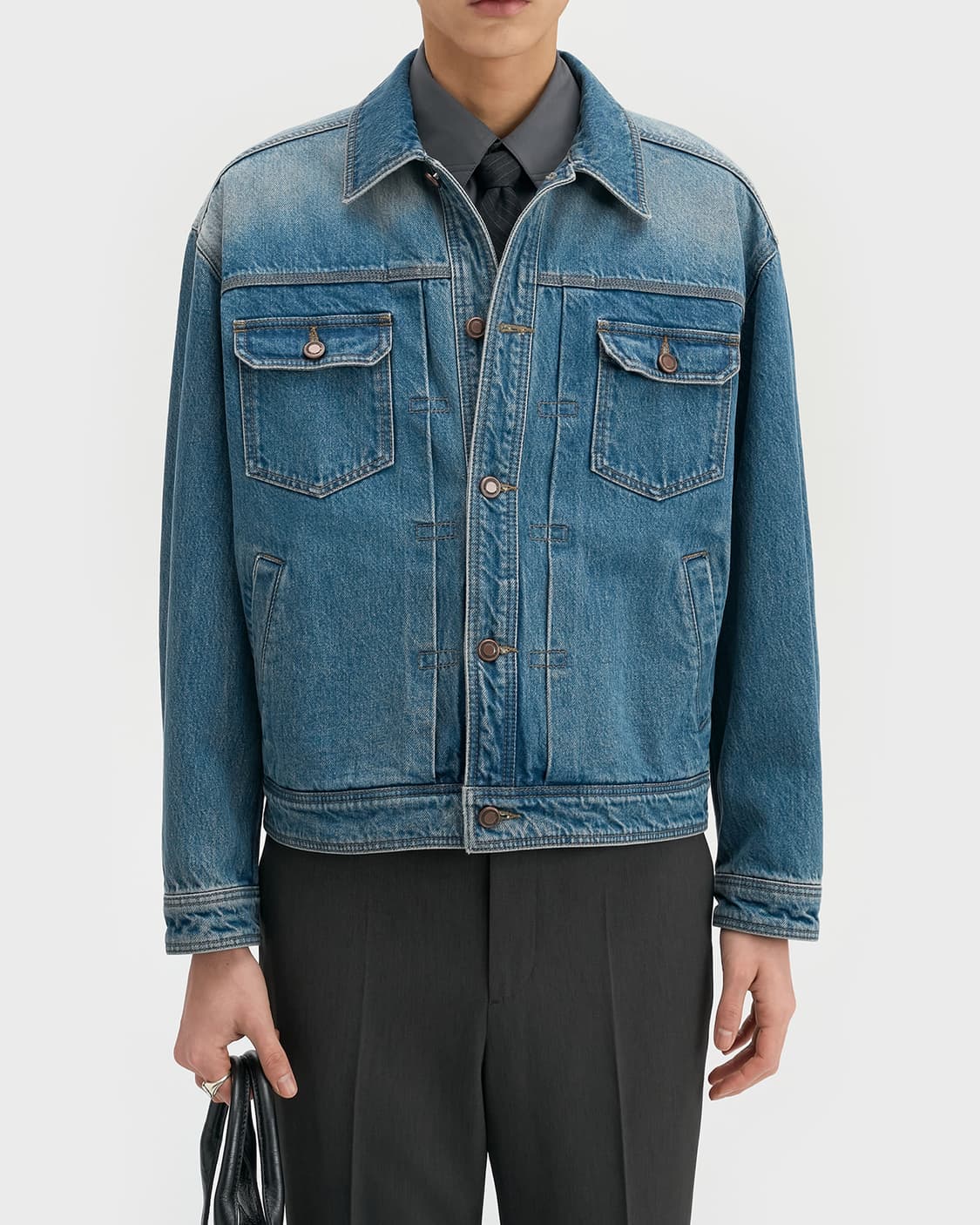 (105) 벨리에 타입-2 트러커 데님 자켓 - 워시드 인디고 상품이미지2